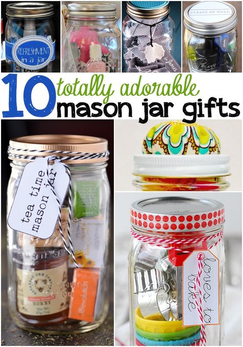 I love giving Mason Jar Gifts! It makes for the cutest little Christmas present ever, and the jar can be used again and again. Earth friendly and adorable. Homemade Birthday Presents, Presente Diy, Ge Bort, Mason Jar Projects, Diy Cadeau, Jar Ideas, Cadeau Diy, Gift Tea, Mason Jar Gifts