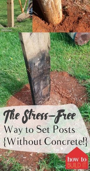 The Stress-Free Way to Set Posts {Without Concrete!} How to Set Posts, Setting Posts Without Concrete, Home Projects, Outdoor DIY Projects, Landscaping and Gardening Projects, Popular Pin Back Garden Landscaping, Outdoor, Outdoor Living, Shaded Garden, Fence Post Installation, Fence Post, Backyard Fences, Diy Backyard Fence, Backyard Landscaping