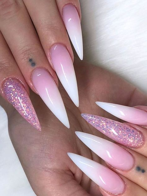 (paid link) Stiletto Nails Designs for all Nail Types (2022) Nail Designs, Pink Stiletto Nails, Stiletto Nails Glitter, White Stiletto Nails, Pink Acrylic Nails, Stiletto Nails Designs, Stilleto Nails Designs, White Acrylic Nails, Acrylic Nails Stiletto