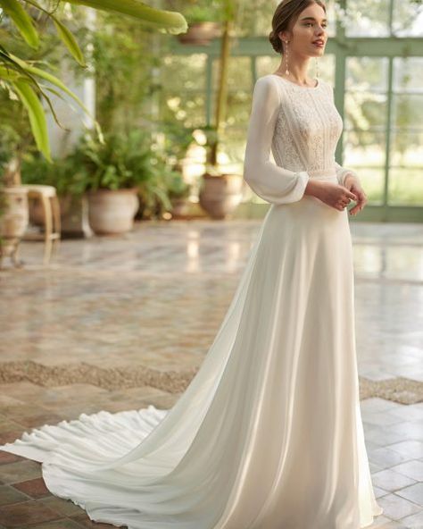 Wedding Dresses - 2024 Collection | ALMA NOVIA Vestidos De Novia, Modest Bridal, Robe De Mariee, Modest Bride, Vestidos, Bridal Coat, Bridal Gowns, Modest Wedding
