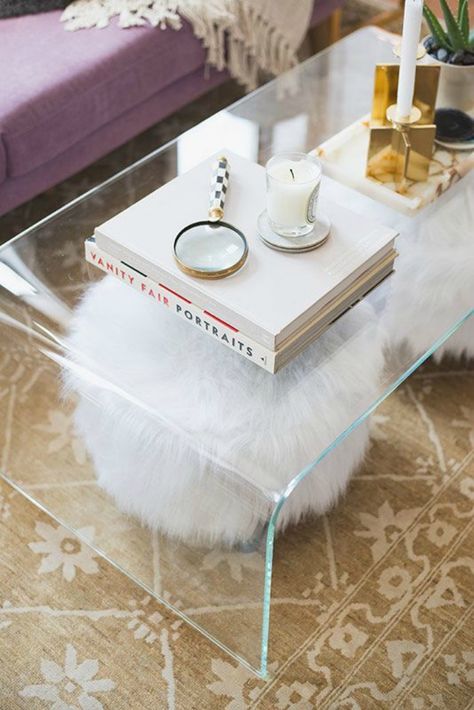 ghost coffee table concept Home Décor, Coffee Tables, Lucite Coffee Tables, Coffee Table Styling, Clear Coffee Table, Decorating Coffee Tables, Lucite Furniture, Cool Coffee Tables, Marble Tray