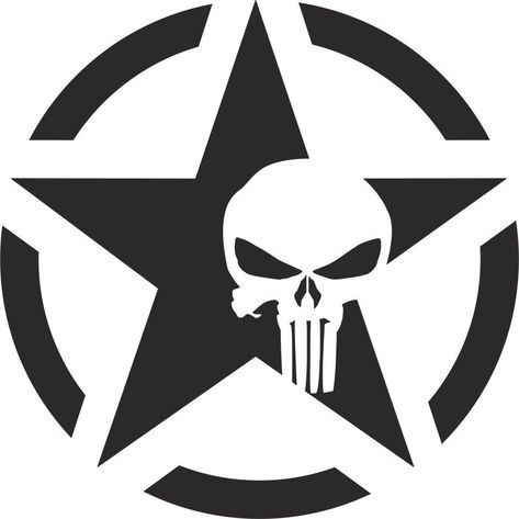 Jeep Willy Army Star Punisher Vinyl Decal Skull Art, Punisher, Graffiti, Tattoo, Punisher Skull, Punisher Logo, Skull Decal, Skull Stencil, Skull
