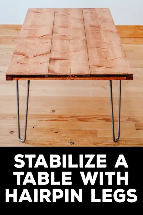 How to Stabilize a Table With Hairpin Legs Play, Hairpin Legs Diy, Wood Screws, Hairpin Table, Hairpin Legs, Hairpin Leg Dining Table, Furniture Glides, Furniture Wax, Diy Home Improvement