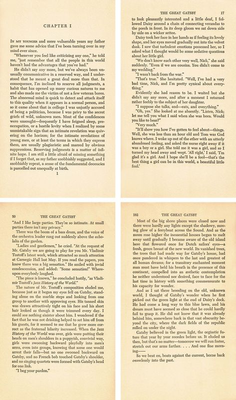A set of 15 FREE printable vintage book pages from The Great Gatsby by F. Scott Fitzgerald, featuring lots of famous quotations! Ideal for wall art and DIY projects. #vintageprintables #oldbookpages #TheGreatGatsby Scott Fitzgerald, Antique Books, Classic Books, Gatsby, Crafts, Old Book Pages, Vintage Books, Vintage Book, Vintage Book Decor