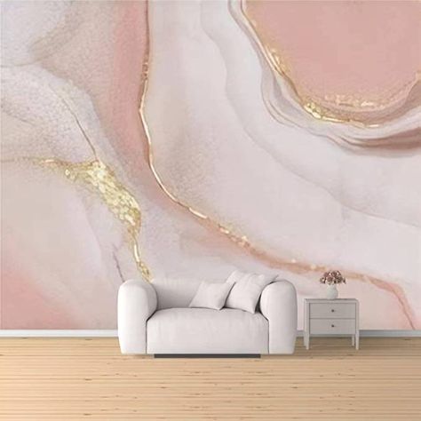Interior, Rose Gold, Marble Wallpaper Bedroom, Gold Painted Walls, Marble Wall, Wall Mural, Marble Room, Gold Accent Wall, Pink Marble Wallpaper