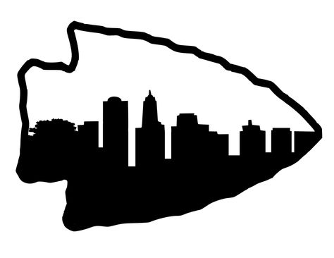 Arrowhead with Kansas City Skyline American Football, Ideas, Mason Jars, Kansas City Chiefs, Cutting Files, Design, Tattoos, Kansas City Art, Arrowhead