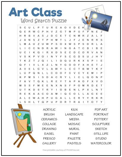 Art Class Word Search Puzzle | Print it Free Art Lesson Plans, Middle School Art, Word Search, Puzzles, Art Worksheets Middle School, Art Lessons Middle School, Teaching Art, Words Related To Art, Middle School Art Projects