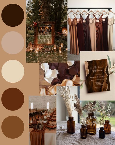 White Brown Wedding Theme, Different Shades Of Brown Wedding Theme, Brown Colour Wedding Theme, Coffee Color Wedding Theme, Chocolate Theme Wedding, Black And Brown Wedding Decor, Brown Fall Wedding Colors, Brown And Neutral Wedding, Royal Wedding Colors Schemes