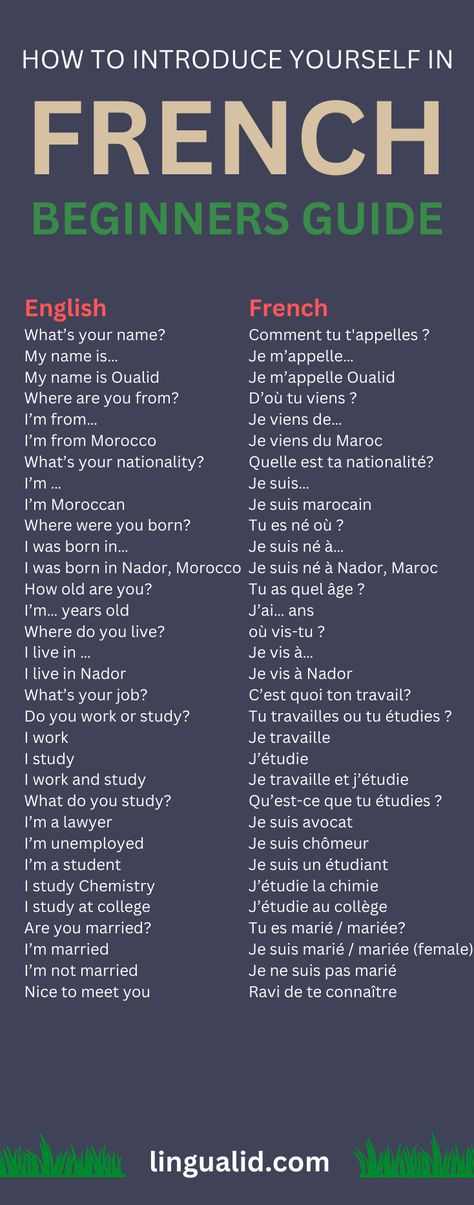 How To Introduce Yourself In French – Beginners Guide French, English, Tips, French Expressions, Parole, Work, French For Beginners, Talk, School