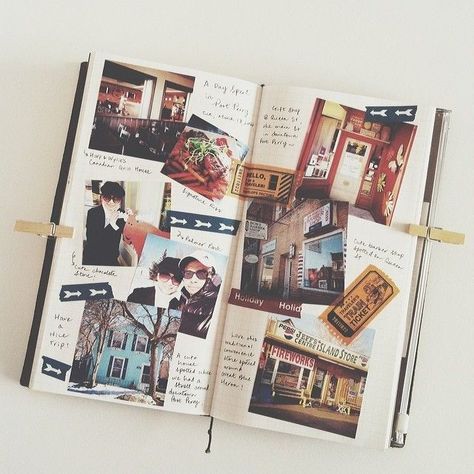 Creative Layout Ideas From 50 Beautiful Print and Digital Photo Collages – Design School Journal Pages, Travel Scrapbook, Travel Journal, Travelers Notebook, Journal Planner, Journal, Travel Diary, Travel Book, Scrapbook Journal