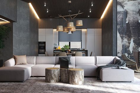 4 Apartments That Absolutely Nail The Grey Shade Architectural Digest, Interior, Living Rooms, Dining Rooms, Home Décor, Living Room Designs, Modern Living, Grey Interior Design, Living Dining Room