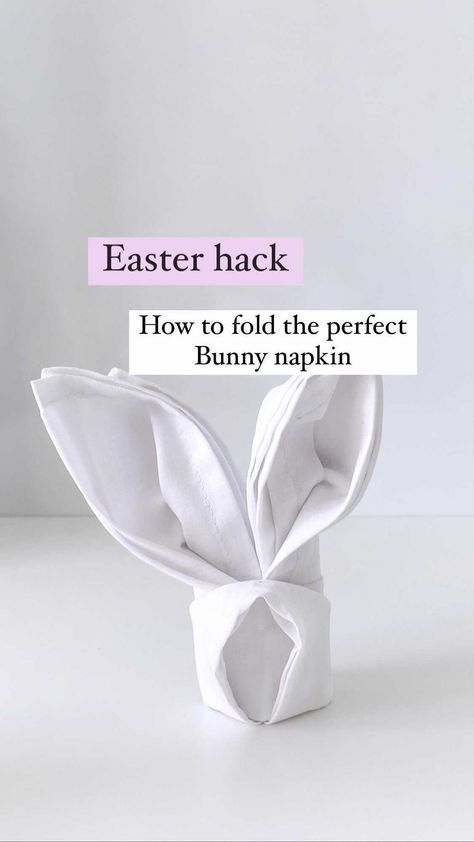 photographybyfiona on Instagram: How to fold the most perfect and easy bunny napkin for your Easter table. #easterdecor #easterdecoration #easterdecorating… Easter Cloth Napkins, Easter Napkin Folding, Bunny Napkin Fold, Bunny Napkin Folding Tutorial, Easter Table, Diy Napkins, Easter Place Cards, Tissue Napkins, Napkin Folding