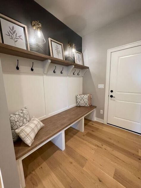 23 DIY Mudroom Ideas (That Are Perfect For Smaller Spaces) Home Décor, Entryway Shelf, Farmhouse Mudroom Ideas Entryway, Entryway Bench, Entryway Ideas, Mudroom Entryway, Entryway Ideas Modern, Diy Entryway Bench, Foyer Ideas Entryway