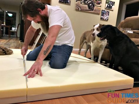 Memory Foam Dog Beds - See the DIY no-sew extra large dog bed that I made from a memory foam pad for HALF the price of buying a new orthopedic dog bed! Pug, Bloodhound, Memory Foam Dog Bed, Diy Dog Bed Pillow, Extra Large Dog Bed, Dog Bed Diy Large, Dog Bed Large, Dog Pillow Bed, Diy Dog Bed
