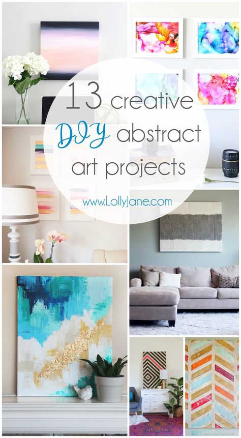 13 creative DIY abstract wall art projects that will add some beauty to your walls. Click to see 12 more easy DIY wall art projects! Home Décor, Diy Canvas Art, Diy Artwork, Diy Wall Art, Diy Canvas Wall Art, Wall Art Diy Easy, Diy Wall Art Decor, Diy Abstract Canvas Art, Simple Wall Art