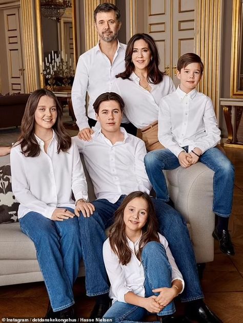 New pictures of Mary of Denmark, Prince Frederik and their children released for her birthday | Daily Mail Online Family Photos, Queen, Family Portraits, Prince Christian Of Denmark, Royal Family, Prince Frederick, Prince Frederik Of Denmark, Danish Royal Family, Famille