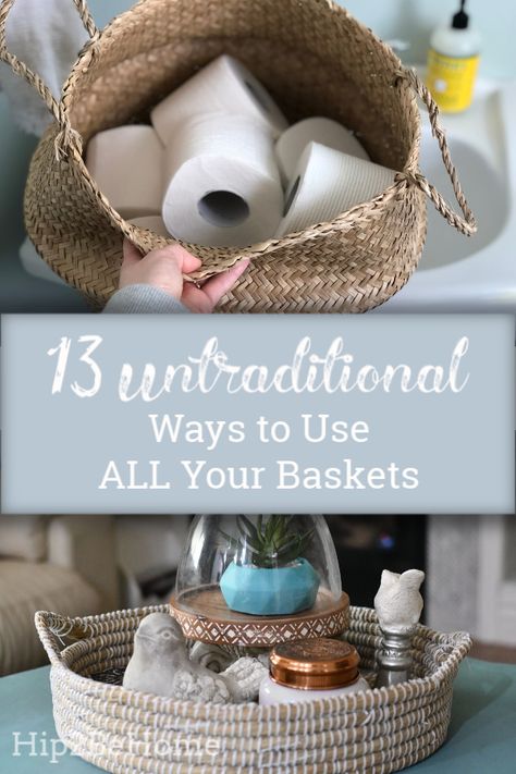 Diy, Design, Organisation, What To Do With Baskets, What To Put In Baskets, What To Put In Decorative Baskets, Organizing With Baskets, Wicker Basket Makeover, Baskets For Storage
