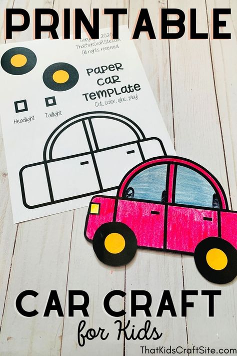 Printable Car Craft for Kids - Great for Letter C Crafts for Preschoolers Diy, Pre K, Toys, Preschool Car Crafts, Preschool Transportation Crafts, Preschool Crafts, Preschool Ideas, Crafts For 3 Year Olds, Kindergarten Crafts