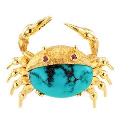 Cartier Crab Turquoise Ruby Gold Brooch Art, Turquoise, Brooch, Cartier, Vintage, Bijoux, Cartier Gold, Turquoise Bracelet, Pearl Brooch