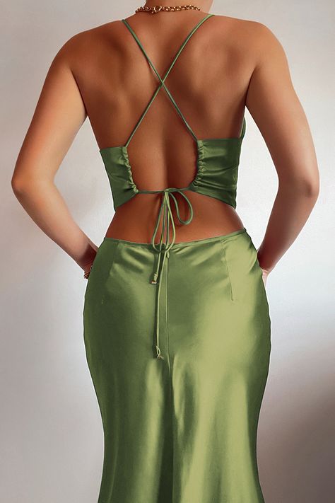 Charis Slip Dress - Khaki Casual, Tops, Couture, Outfits, Midi Slip Dress, Long Dress, Khaki Dress, Satin Dresses, Slip Dress