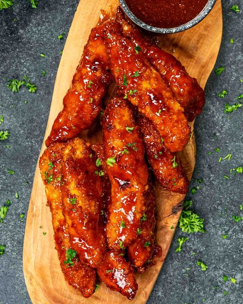 Indulge in crispy, juicy Honey BBQ Chicken Tenders made in an air fryer! Perfect for weeknight dinners or parties. Quick, easy, and delicious! #honey #bbq #chickentenders #recipe Baked Chicken, Parties, Honey Bbq Chicken, Bbq Chicken, Fryer, Honey Bbq, Baked Chicken Recipes, Bbq, Crispy