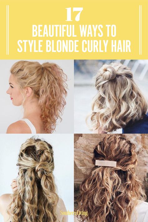 Here are 17 easy hairstyles for blonde curly hair that will turn your most uninspired hair days into show-stopping ones. #blondehair #hairstyles #southernliving Naturally Curly, Naturally Curly Hairstyles, Styles For Curly Hair, Curly Hair Care, Curly Hair Styles Naturally, Quick Curly Hairstyles, Naturally Curly Hair Updo, Thin Curly Hair, Curly Hair Styles For Long Hair