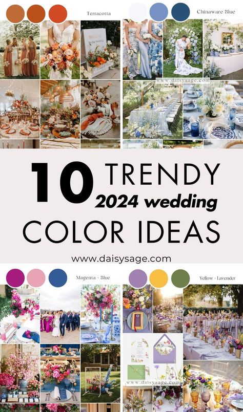 Embrace the future of wedding aesthetics with the trendiest colors for 2024. Get inspired and create a memorable event. Wedding On A Budget, Wedding Color Palette Summer, Wedding Theme Color Schemes, Colors For Weddings, September Wedding Colors, Wedding Color Palette, Wedding Colour Palettes, Wedding Color Schemes Spring, Wedding Color Palettes