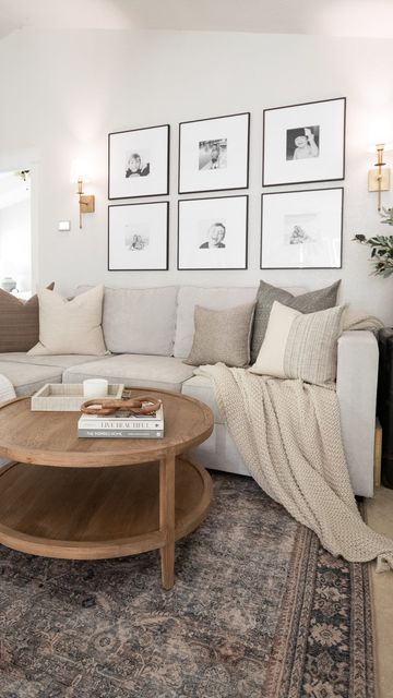 Neutral Cozy Living Room Small Spaces, Cozy Clean Living Room, Cozy Neutral Living Room Apartment, Cozy And Clean Living Room, Cozy Small Living Room Decor, Cozy Neutral Living Room, Apartment Neutral Living Room, Oatmeal Couch Living Rooms, Greige Couch Living Room Ideas
