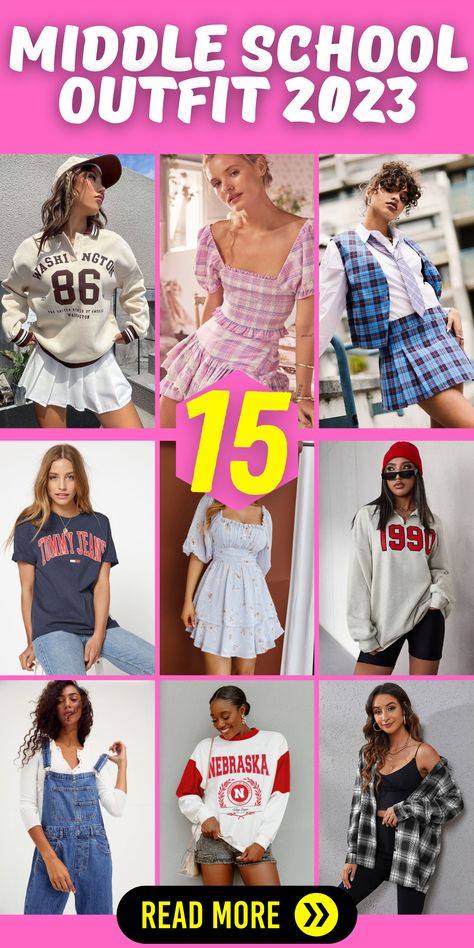 Elevate your back-to-school style with these stylish middle school outfits 2023. Whether it's picture day, the school dance, or the last day of school, we've got outfit ideas that will keep you on-trend. From cute and comfy to coquette and trendy, these outfit inspirations are perfect for middle school fashionistas. Add some simple and easy accessories to complete your stylish and fashionable look. School Outfits, Outfits, Dance, Ideas, Preppy Outfits For School, Cute School Outfits For Middle School, 6th Grade Outfit Ideas, Outfit Ideas For Middle School, School Outfit