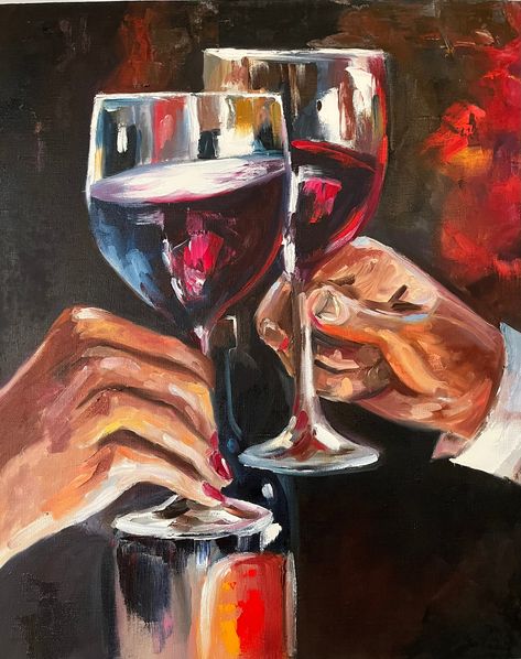 Wine Glass, Wines, Art, Wine Painting, Wine Art, Wine Artwork, Wine And Canvas, Painted Wine Glass, Oil Painting On Canvas