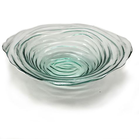 Euro Essential Tornado Collection Serving Bowl with its' natural green color and with a natural shape is a beautiful centerpiece for your table or counter. Its concentric ripples of glass are reminiscent of a refreshing pool of water. Decorative Bowls, Euro, Fused Glass, Large Glass Bowl, Serving Bowls, Recycled Glass, Bowl, Counter, Ceramica