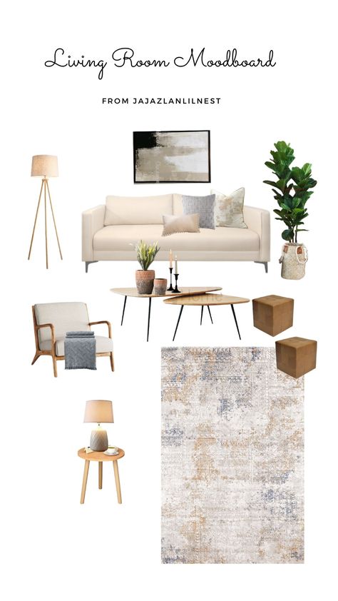 This is moodboard for living room. Trying to match the beige color furniture and overall look. So comfy and beautiful. All this item can be found in Shopee Malaysia. For link can visit my IG jajazlanlilnest Interior, Architecture, Living Room Colors, Living Room Color Schemes, Living Room With Beige Couch, Living Room Decor Beige Sofa, Beige Living Rooms, Beige Sofa Living Room, Cream Sofa Living Room Color Schemes