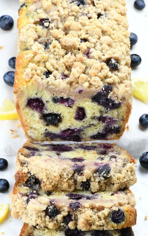 Lemon Blueberry Bread is soft and moist loaf studded with blueberries in every single bite. Lemon Blueberry Loaf, Blueberry Loaf, Lemon Blueberry Bread, Lemon Blueberry Muffins, Lemon Bread, Blueberry Bread, Lemon Flavor, Blueberry Recipes, Bread Recipes Sweet