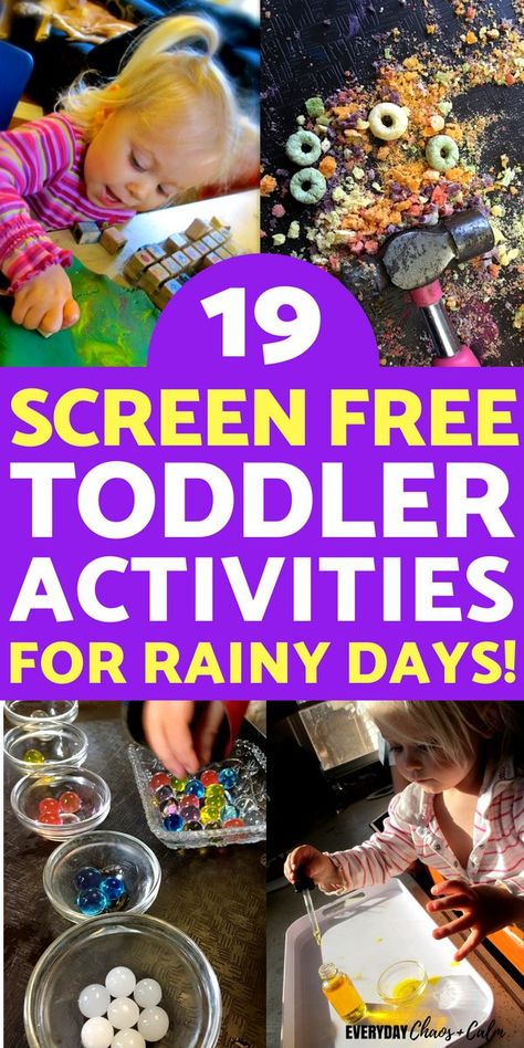 Toddlers driving you crazy on a rainy day? Here are 19 SCREEN FREE, indoor toddler activities to keep them busy and you sane! Play, Parents, Pre K, Montessori Toddler, Toddler Learning Activities, Montessori, Indoor Activities For Toddlers, Indoor Activities For Kids, Toddler Play