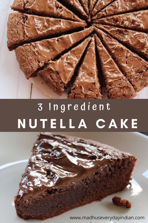 nutella cake sliced and a pic of one slice of nutella Nutella, Dessert, Desserts, Chocolates, Nutella Recipes Cake, 3 Ingredient Desserts, Nutella Cake, Nutella Frosting, Nutella Chocolate Cake