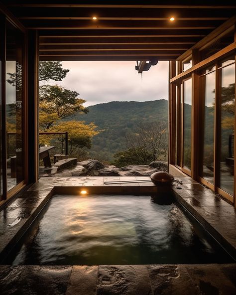 A private onsen bath right outside your Ryokan room. It is a photorealistic artwork generated with Midjourney AI.