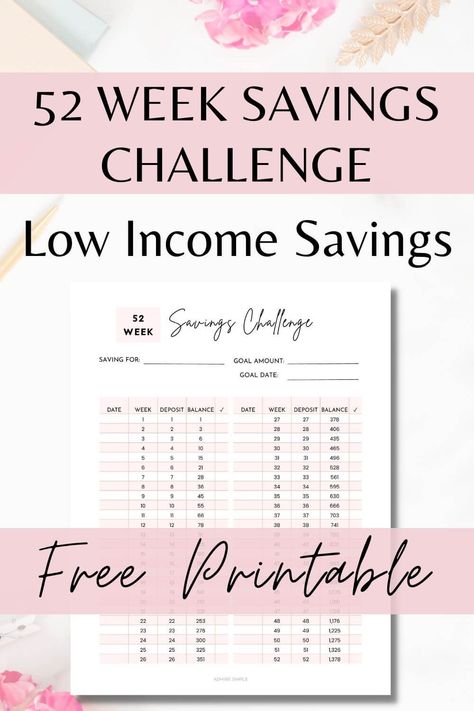 52 Week Savings Challenge, Weekly Savings Plan, Savings Challenge, Weekly Savings Chart, 52 Week Savings, Savings Chart, Money Saving Challenge, Money Saving Methods, Budgeting