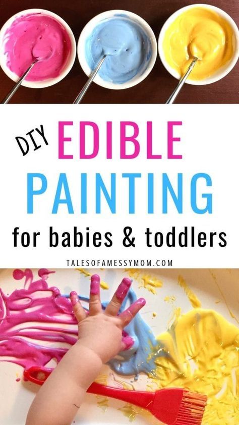 Edible painting - a fun, simple craft and activity for babies and toddlers. DIY edible painting is the perfect sensory play for babies and an entertaining toddler activity. #ediblepainting #babyactivities #toddleractivities #diy #fingerpainting #sensoryplay Diy, Pre K, Montessori, Edible Sensory Play, Infant Sensory Activities, Baby Art Activities, Sensory Activities For Infants, Sensory Play For Babies, Sensory For Babies
