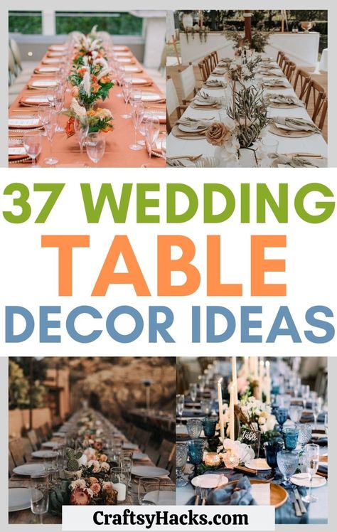 You can easily have the most beautiful wedding table decor to celebrate your wedding with these lovely wedding ceremony ideas. These incredible wedding decor ideas will give you inspiration for your own wedding reception. Design, Wedding Decor, Decoration, Round Table Centerpieces Wedding Simple, Wedding Table Centerpieces, Unique Table Settings, Long Table Wedding, Unique Wedding Table Ideas, Wedding Table Decorations
