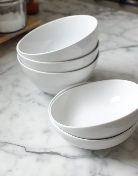 Two stacks of white bowls Design, White Bowls, Cutlery, White Bowl, Kitchenware, Dinnerware, Bowl, Dishes, Kitchen Items