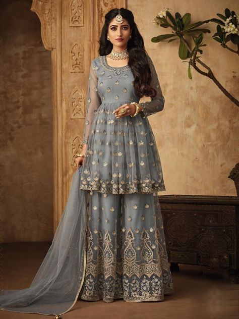 Pakistani Dresses, India, Indian Gowns Dresses, Pakistani Dress Design, Party Wear Indian Dresses, Sharara Designs, Designer Dresses Indian, Indian Dresses, Sharara Suit