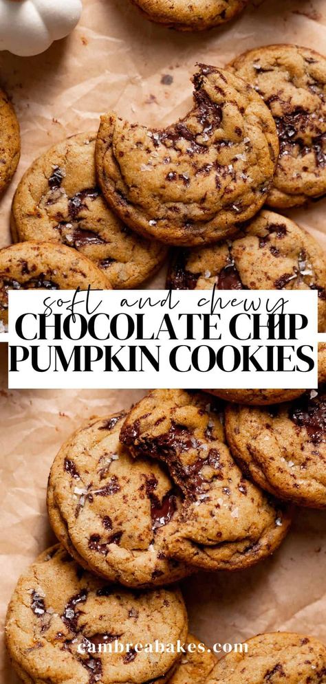 Thanksgiving, Foodies, Dessert, Ideas, Halloween, Snacks, Pumpkin Chocolate Chip Cookies, Pumpkin Chocolate Chips, Pumpkin Spice Cookies