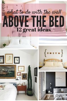 The area above your bed is a great blank slate for some fun art, but it can be so hard to decide what to put there! Here are 12 great ideas for DIY projects, prints, and more that you can use to decorate above your bed! Home, Bath, Interior, Inspiration, Home Décor, What To Put Above Your Bed, Things To Hang Above Bed, Above Bed Decor, Over The Bed Decor Ideas
