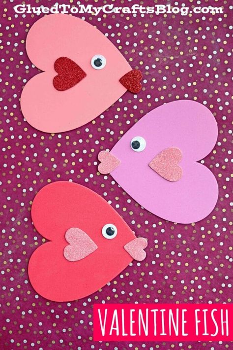 Craft Foam Valentine Fish - Kid Craft Idea For Valentine's Day Halloween, Pre K, Toddler Crafts, Craft Foam, Valentine Crafts For Kids, Craft Activities For Kids, Toddler Valentine Crafts, Preschool Valentine Crafts, Easy Valentine Crafts