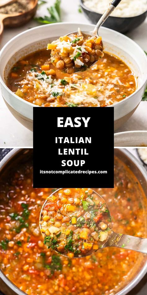 Healthy Recipes, Soup Recipes, Lentil Soup, Gazpacho, Italian Lentil Soup Recipe, Soup And Salad, Easy Soups, Easy Soup Recipes, Lentil Soup Recipes