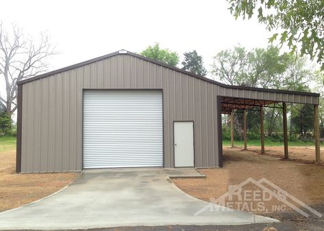 Clay, Burnished Slate 30x40x13 Enclosed Pole Barn with 16x40 Roof Only Lean-To - Reed's Metals Sheds, Outdoor, Garages, Rv, Metal Pole Barns, Metal Barn, Metal Garage Buildings, Building A Pole Barn, Barn Garage