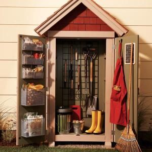 A cute little closet shed!  http://www.familyhandyman.com/DIY-Projects/Home-Organization/Tool-Storage/garden-closet-storage-project  #shed #potting #garden #outdoor #diy #plans Shed Plans, Free Shed Plans, Storage Shed Plans, Building A Shed, Shed Storage, Shed Organization, Small Sheds, Storage Shed, Garden Storage Shed
