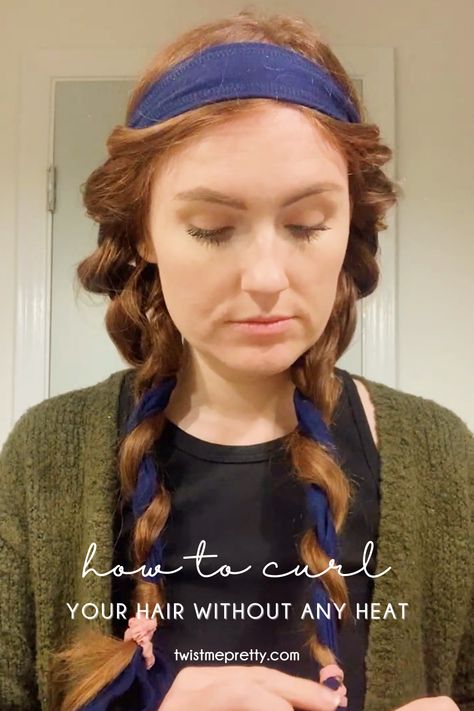 how to curl your hair without using heat. www.twistmepretty.com How To Curl Your Hair Without Heat, Curls Without Heat, How To Curl Your Hair, Curling Hair No Heat, Curl Hair Without Heat, How To Curl Hair, Curls No Heat, Quick Curls, How To Curl Short Hair