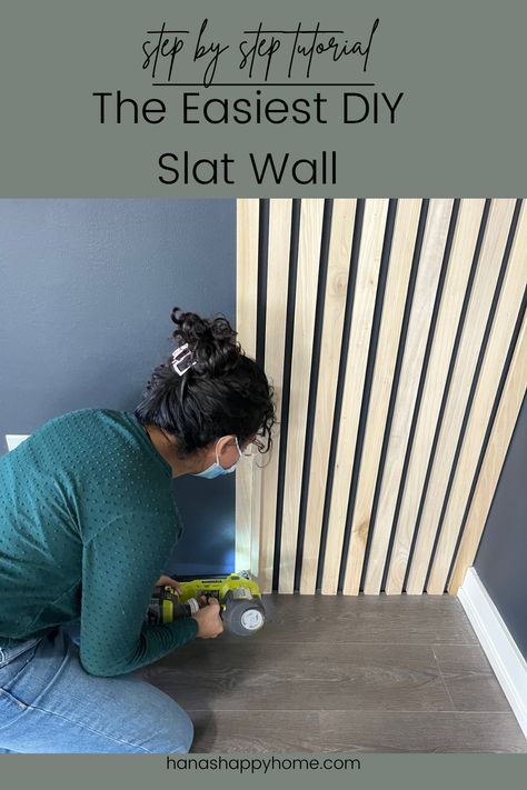 A Slat wall is a great beginner project. Don't be afraid to try this weekend project Diy, Wood Slat Wall, Wood Slats, Wooden Slats, Diy Accent Wall, Wood Panel Walls, Wood Diy, Wooden Wall Panels, Wall Paneling Diy