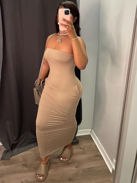 Faster shipping. Better service Women's Fashion Dresses, Day Dresses, Shop Bodycon Dresses, Tube Top Dress Outfit, Bodycon Dress, Long Sleeve Bodycon Dress, Long Tube Top, Tube Top Dress